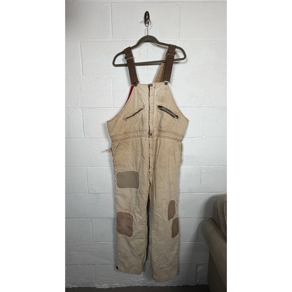 Vtg Key Imperial Duck Canvas Bib Overalls XL Patch Distressed Workwear Thrashed